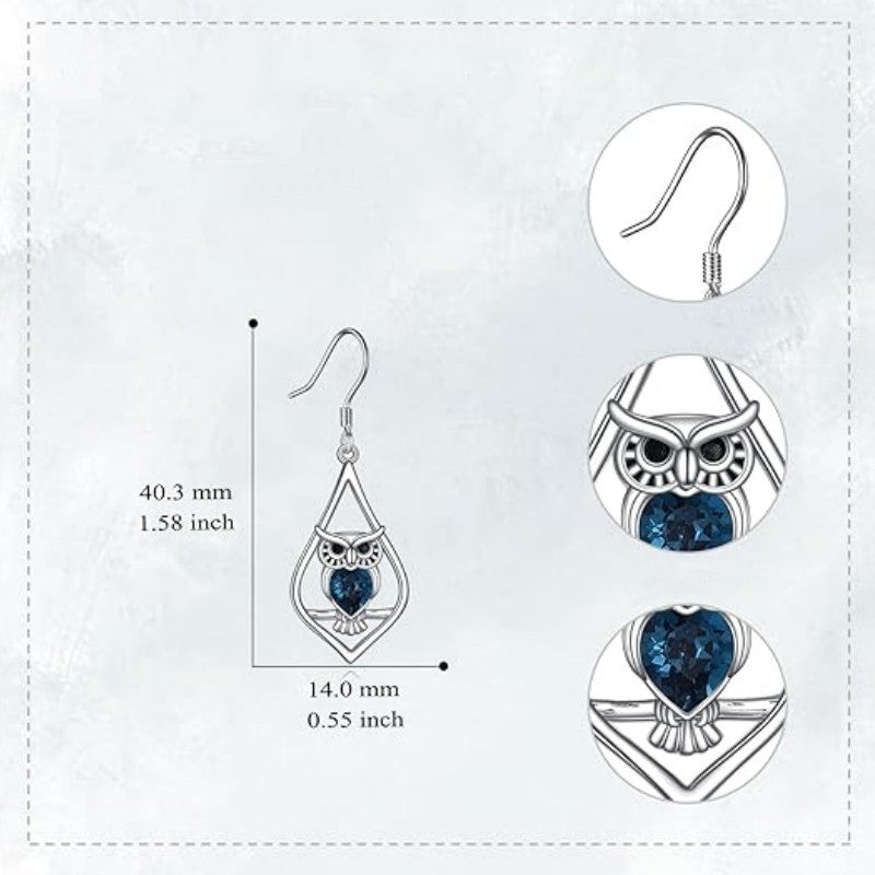 Alloy deep blue gemstone owl earrings (Minimo de compra 10) MIC-ZhuY006