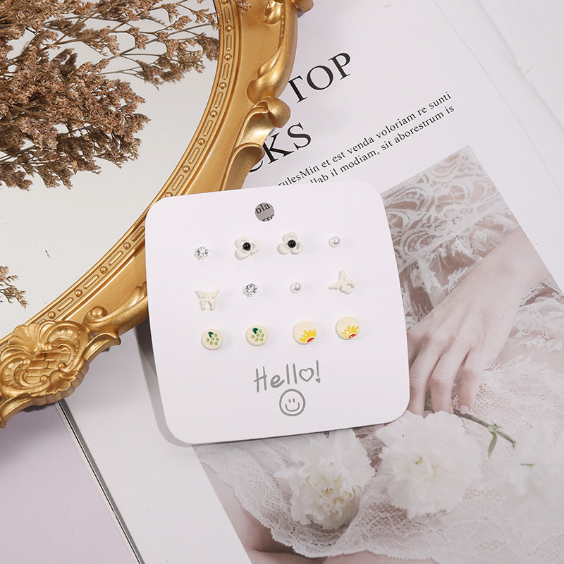 Alloy Flower Butterfly 6 Pair Earrings (Minimo de Compra 5) MIC-ShiY007