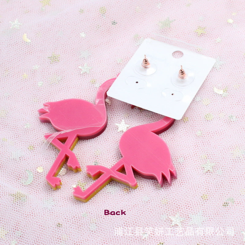 Acrylic Flamingo Earrings (Minimo de compra 5) MYA-XiaoY080