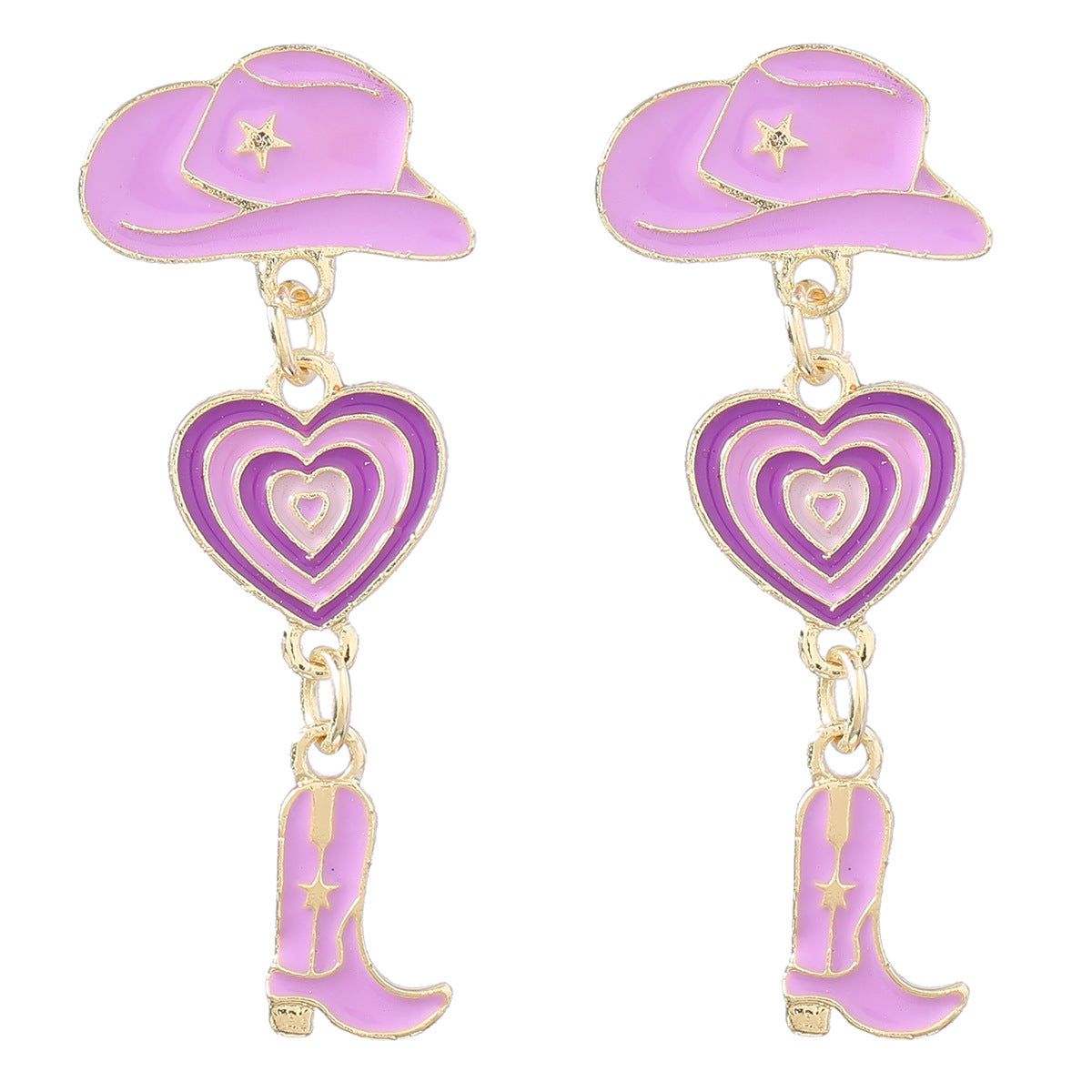 Alloy cowboy hat boots love earrings MIC-JiuL005