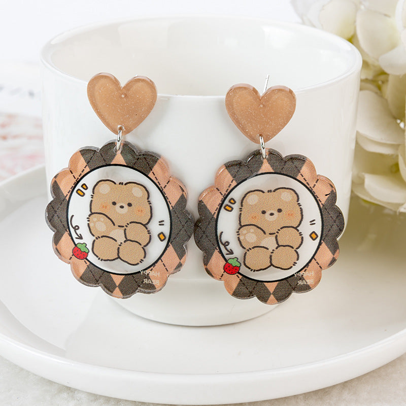 Alloy cartoon cute little bear earrings (Minimo de Compra 3) MIC-YouY031