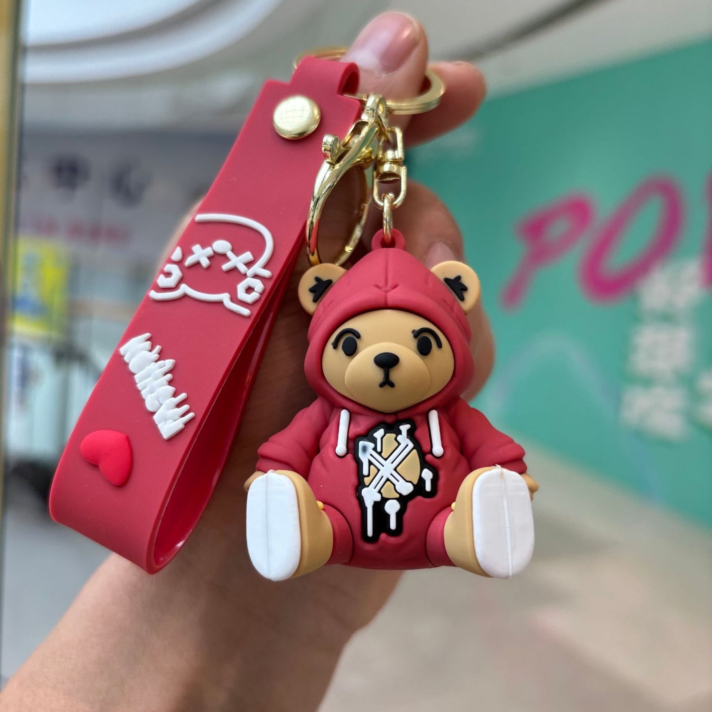 PVC cartoon cross dressing teddy bear keychain MIC-PengY052