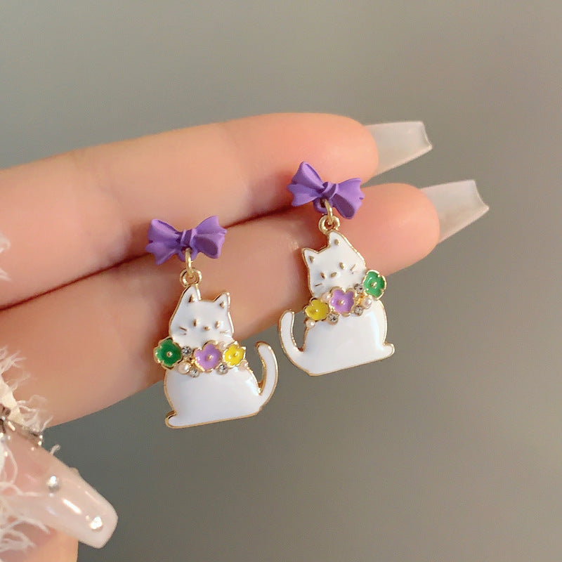 Alloy pink heart-shaped rabbit earrings (Minimo de compra 2) MIC-YBY032