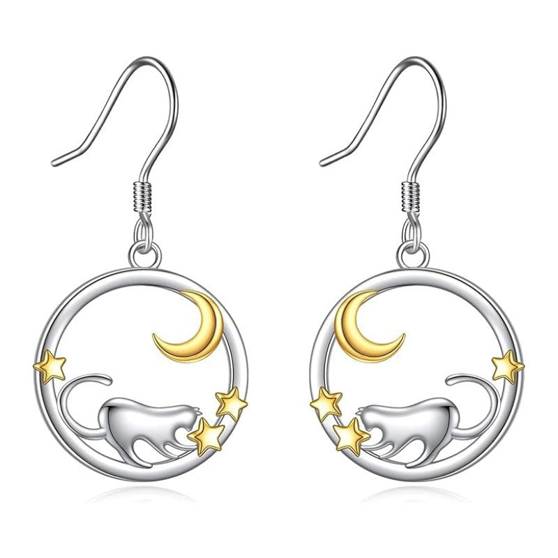 Alloy Cat Mi Xing Xing Yue Earrings (Minimo de compra 10) MYA-ZhuY007