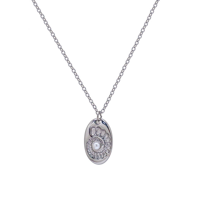 Stainless steel gold-plated oval zircon necklace MYA-XuanJ036