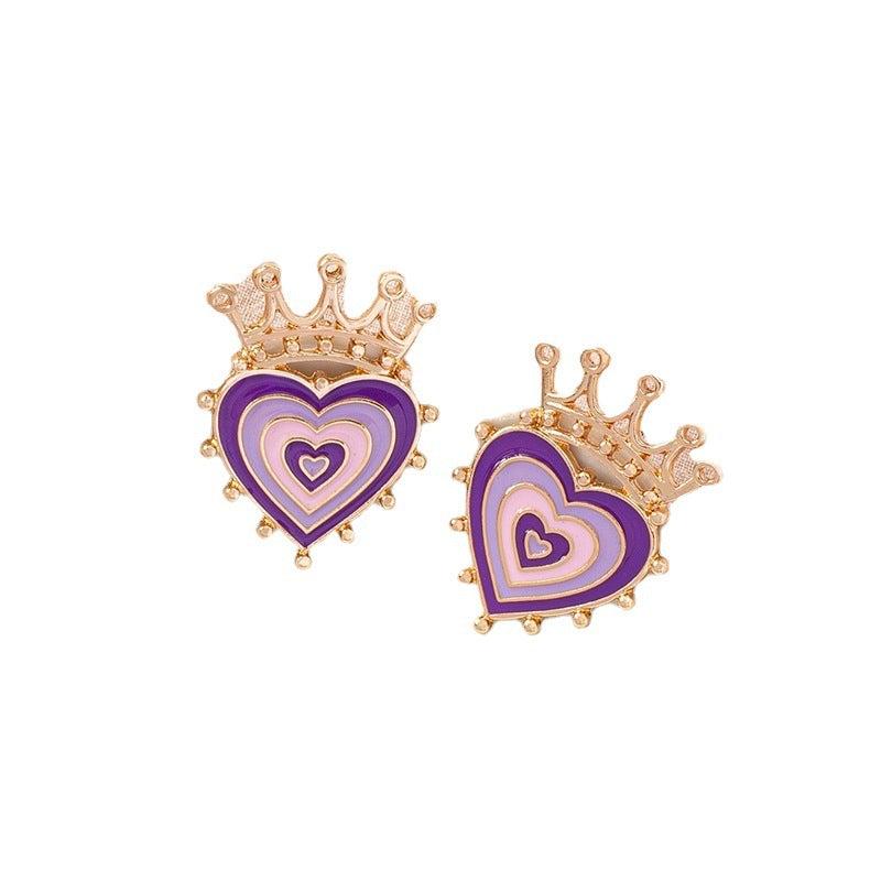 Alloy minimalist crown heart earrings (Minimo de compra 2) MIC-HLM013