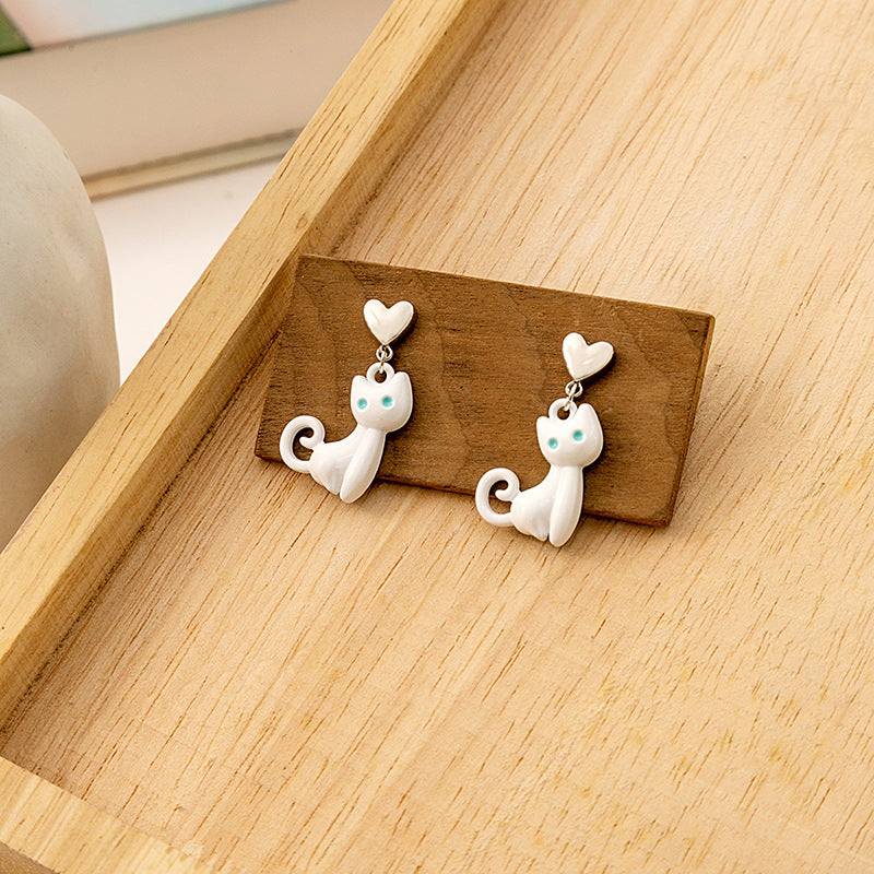 Alloy oil dripping cat earrings MIC-MDD140