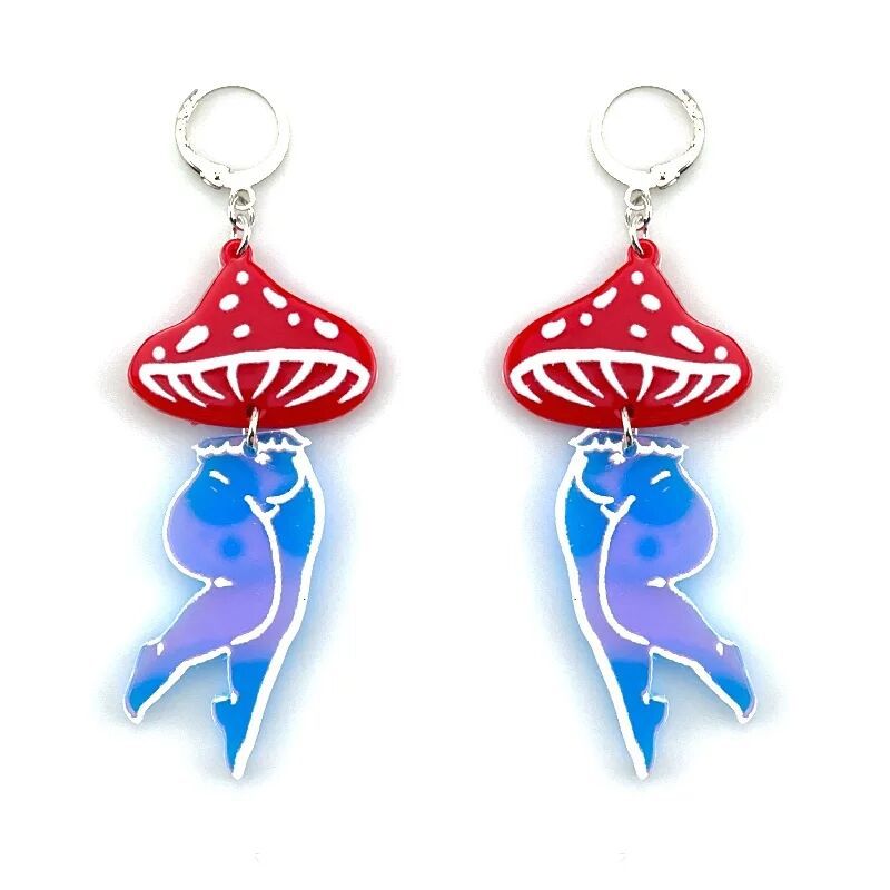 Acrylic polka dot mushroom leg earrings MYA-NingD013