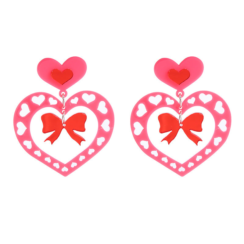 Acrylic Red Love Earrings (Minimo de Compra 2) MIC-ChouT041