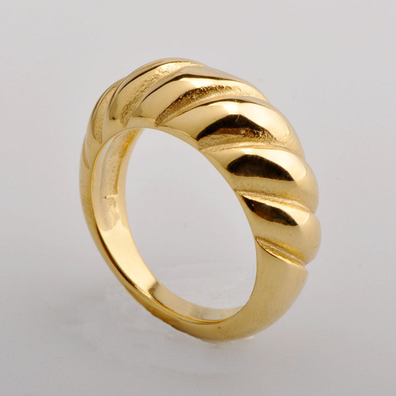 Stainless steel gold-plated Fried Dough Twists personality ring MYA-YHZX003