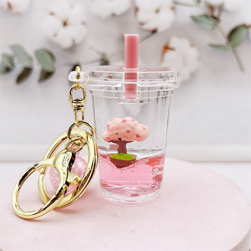 PVC cartoon cherry blossom tree oil keychain MIC-DMF005