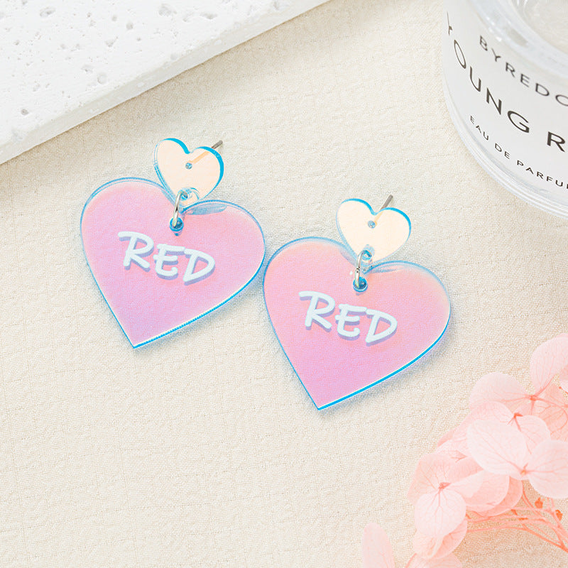 Alloy laser heart-shaped earrings MIC-JiaY021