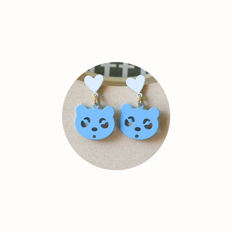 Resin Blue Bear Earrings MIC-JiuY023