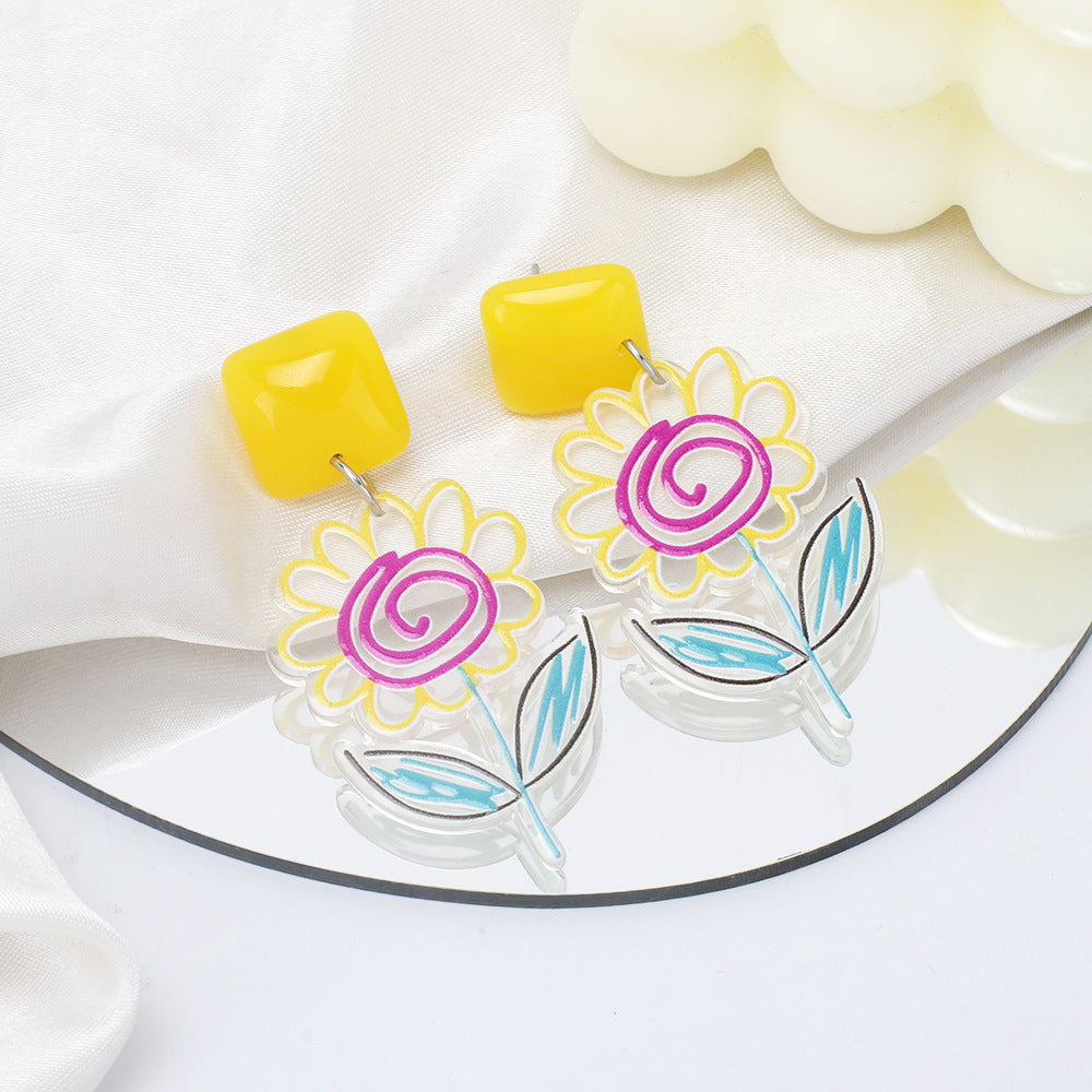 Alloy fruit colored flower earrings (Minimo de compra 5) MIC-YiRan001