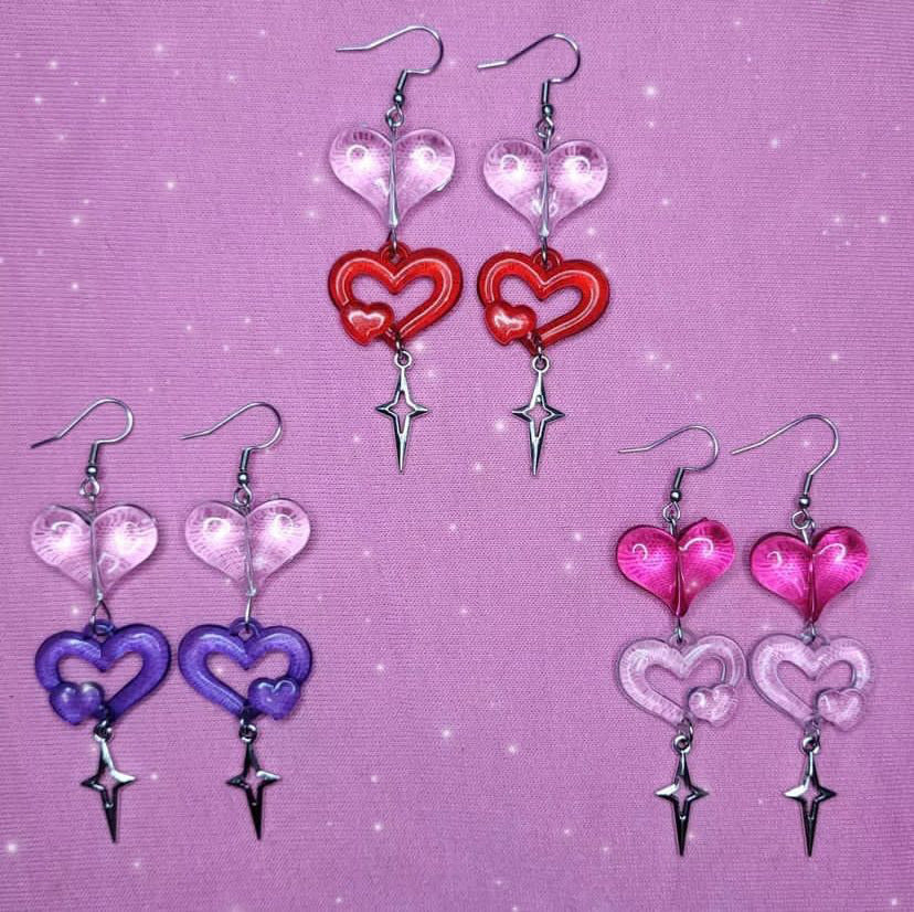 Resin transparent heart hollow earrings MIC-YuX007