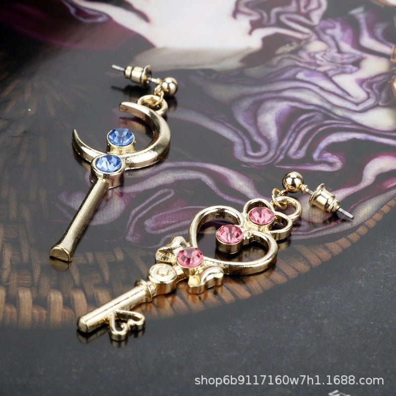 Alloy Beauty Girl Warrior Key Earrings (Minimo de Compra 2)  MIC-MingX001