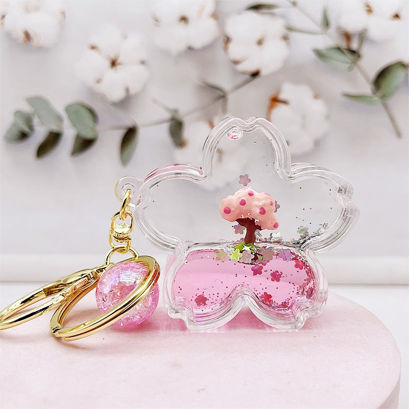 PVC cartoon cherry blossom tree oil keychain MIC-DMF005