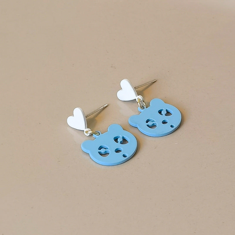 Resin Blue Bear Earrings MIC-JiuY023