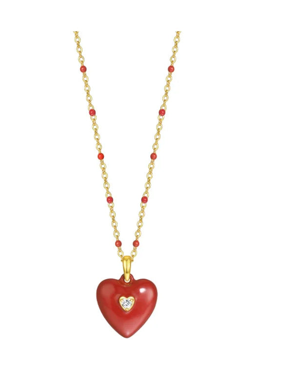 Alloy heart-shaped enamel pendant necklace MYA-YPYS001