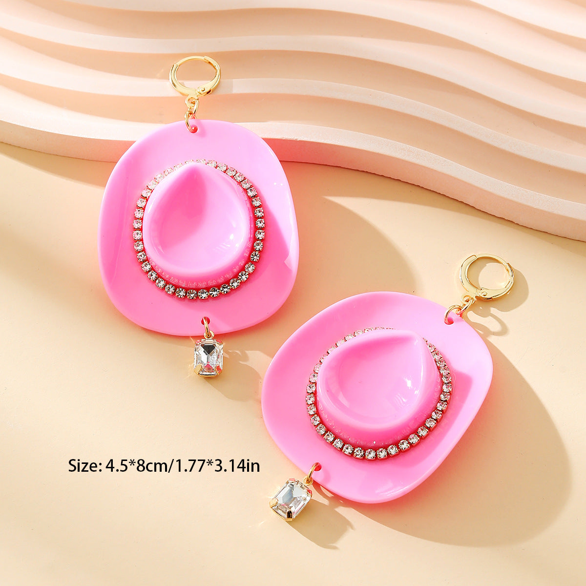 Acrylic Cowboy Girl Hat Earrings (Minimo de Compra 5) MIC-DaiW001