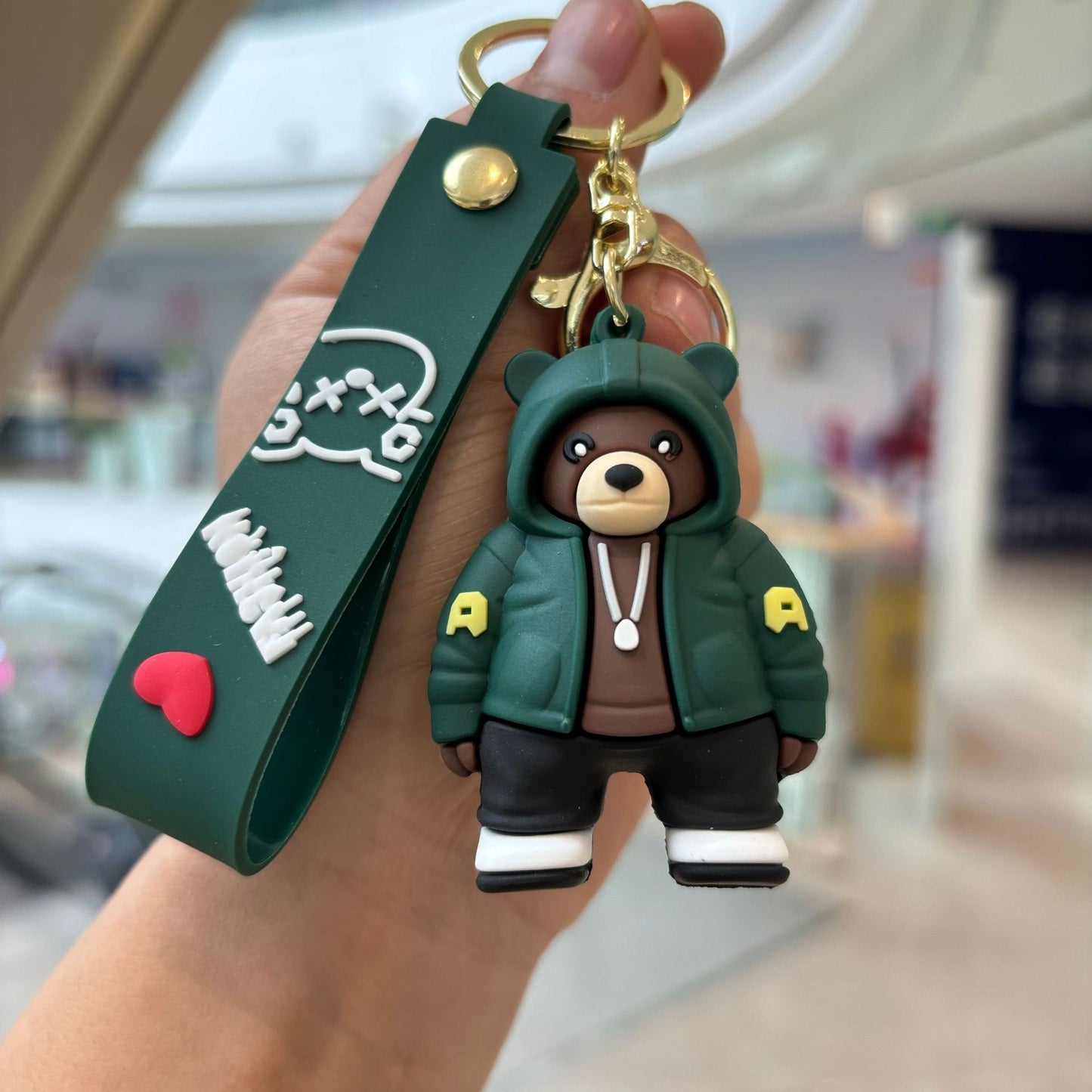 PVC cartoon cross dressing teddy bear keychain MIC-PengY052