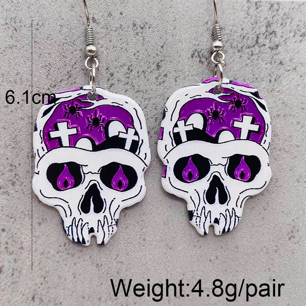 Acrylic Halloween pumpkin skull earrings (Minimo de Compra 2) MIC-ChenY021