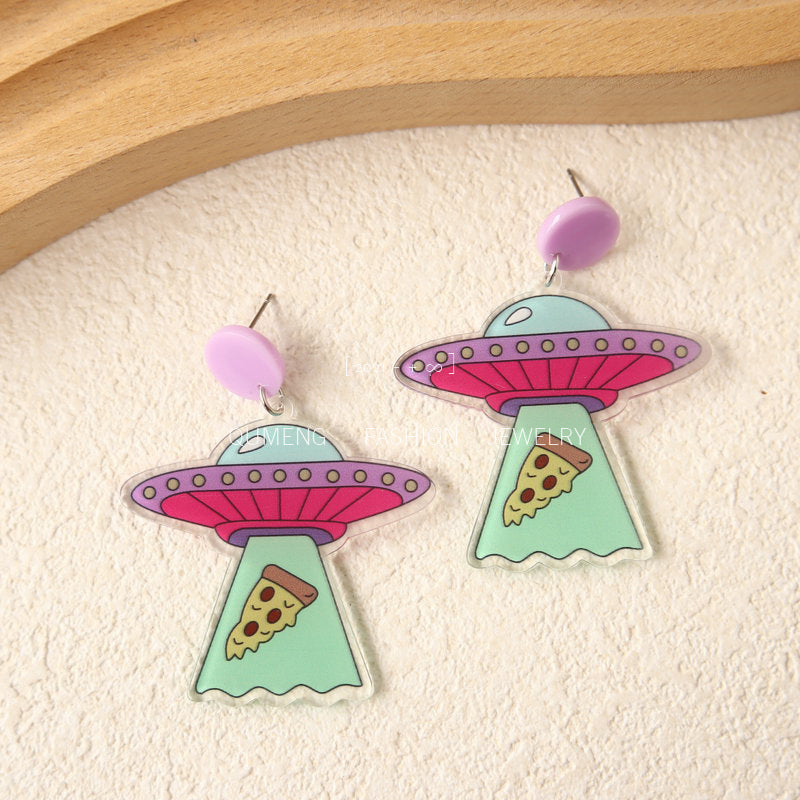 Acrylic shaped human ET flying saucer earrings (Minimo de Compra 3) MYA-OuG032