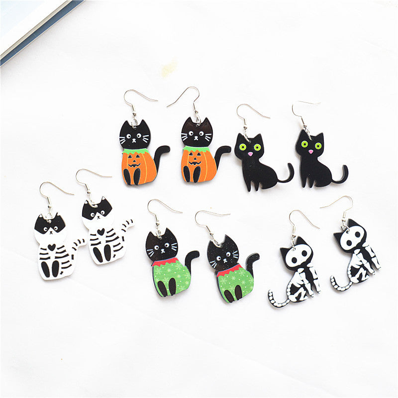 Acrylic Halloween cat earrings MIC-XieN060