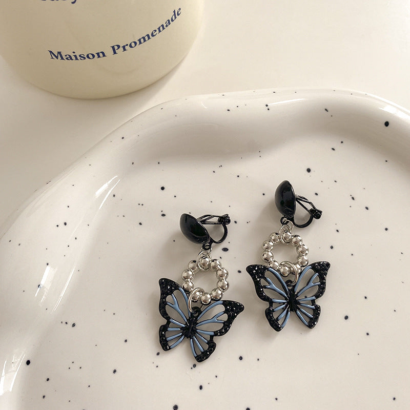 Alloy black hollow butterfly ear clip (Minimo de Compra 2) MIC-ShangY003