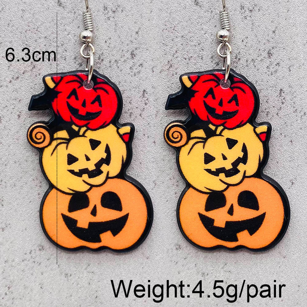 Acrylic Halloween pumpkin skull earrings (Minimo de Compra 2) MIC-ChenY021