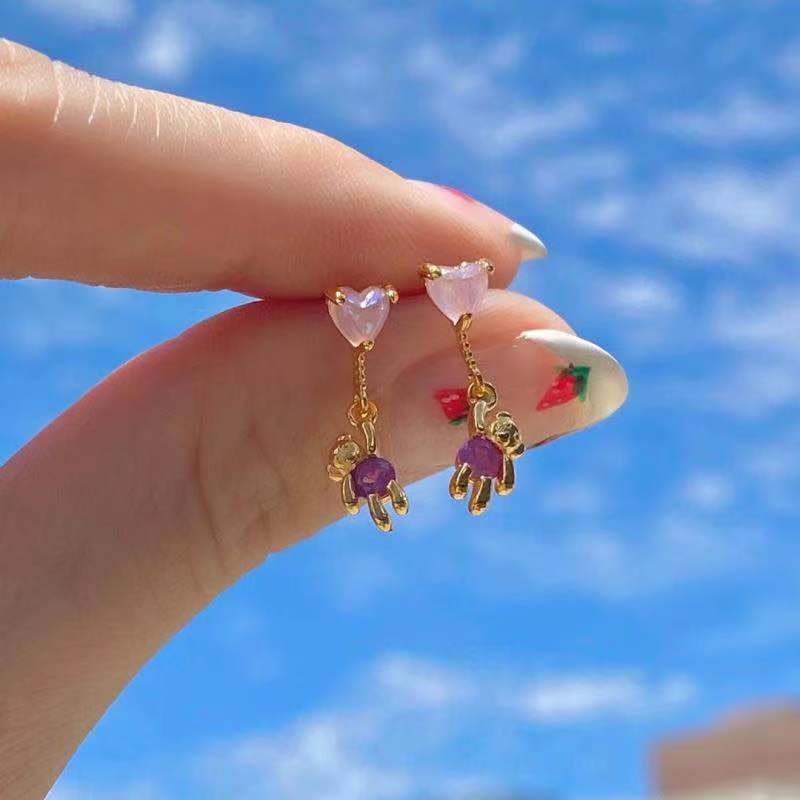 Alloy cute little bear cloud earrings (Minimo de Compra 2) MIC-WuB004