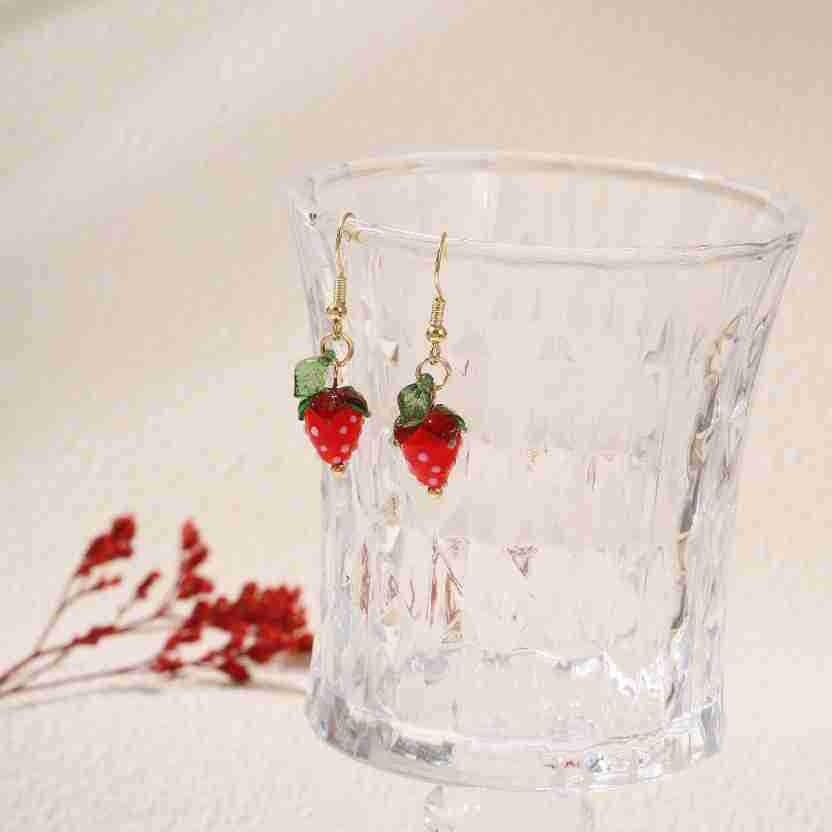 Alloy Pink Peach Strawberry Earrings (Minimo de compra 2) MIC-KuL004