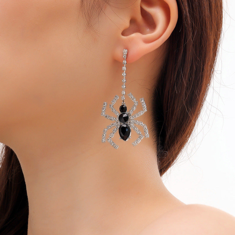 Acrylic Black Spider Black and White Earrings (Minimo de compra 2) MIC-GanL019