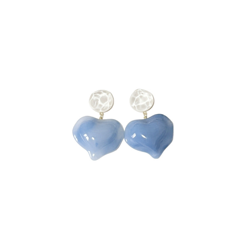 Acrylic  Ice Blue Sea Salt Love Earrings (Minimo de Compra 2) MIC-LuM002