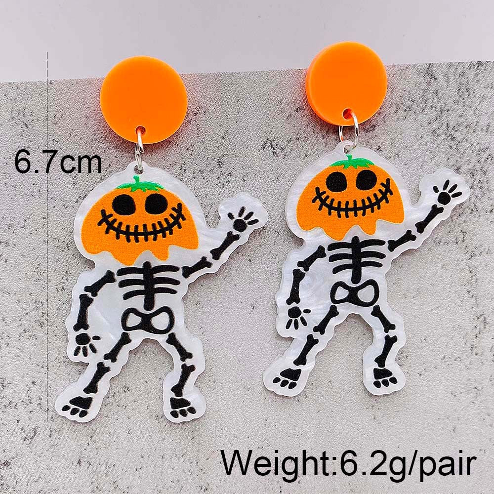 Acrylic Halloween Ghost Pumpkin Earrings (Minimo de Compra 2) MIC-ChenY023