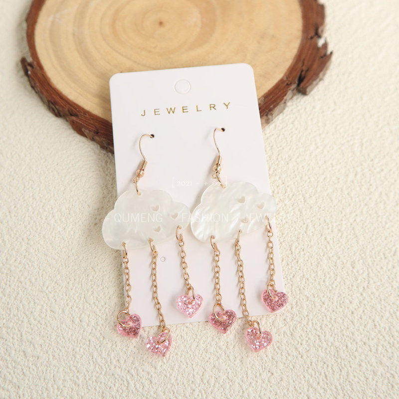 Acrylic Cloud Tassel Love Earrings MYA-OuG099