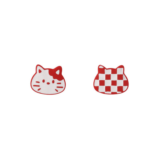 Alloy cartoon cat asymmetric earrings (Minimo de Compra 3) MYA-BiS010