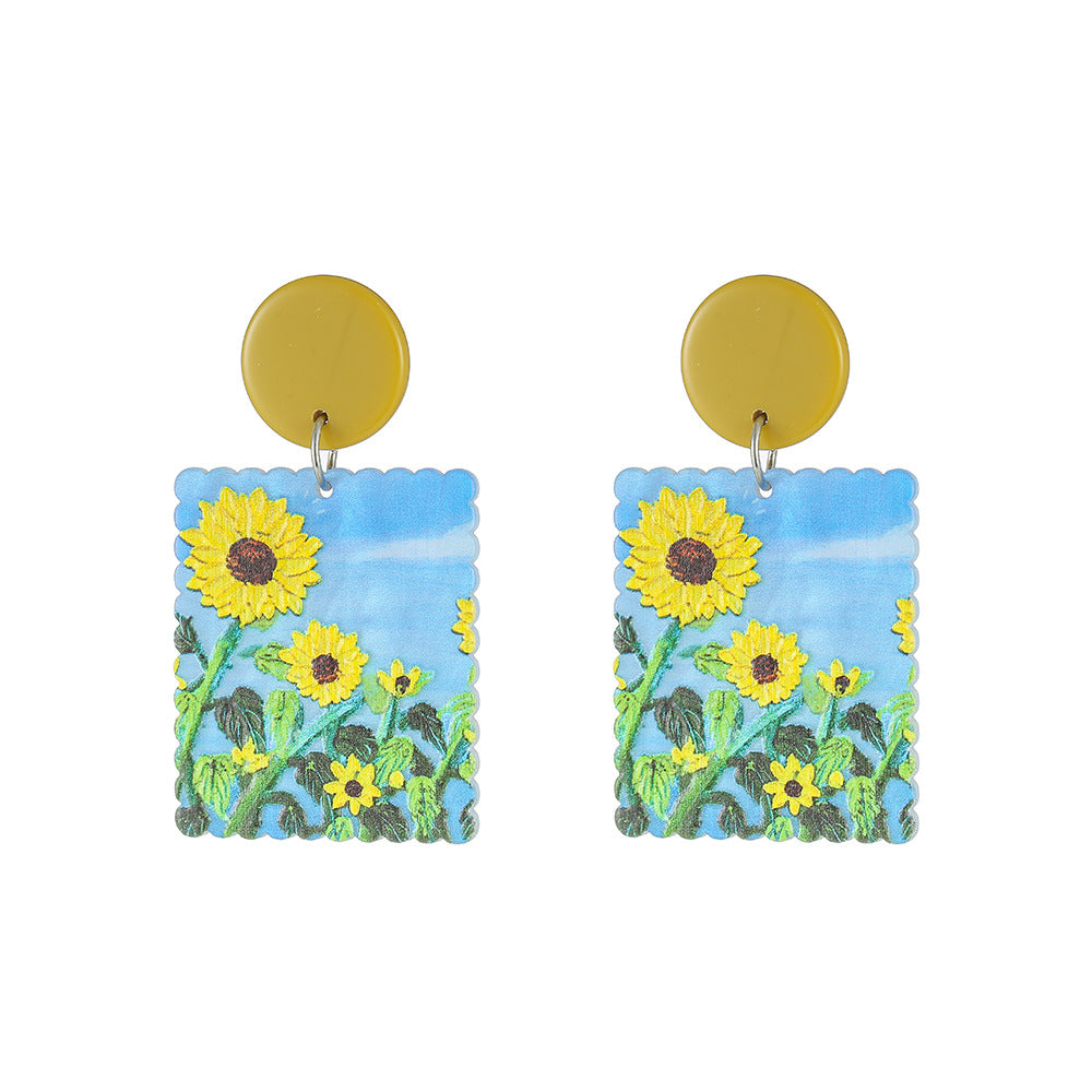 Resin Stereo Printing Oil Painting Earrings (Minimo de Compra 5) MYA-ZeX005