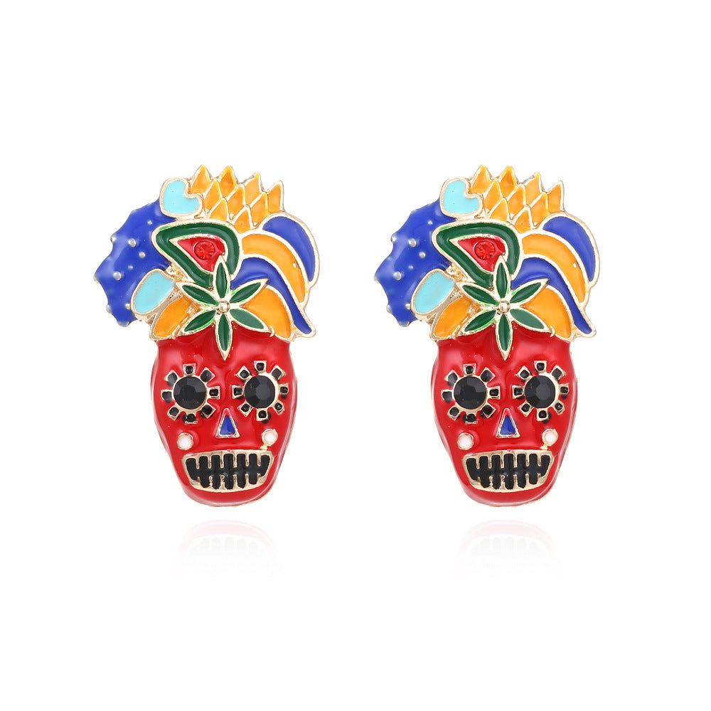 Alloy Drip Oil Skeleton Ear Studs MIC-ManY013