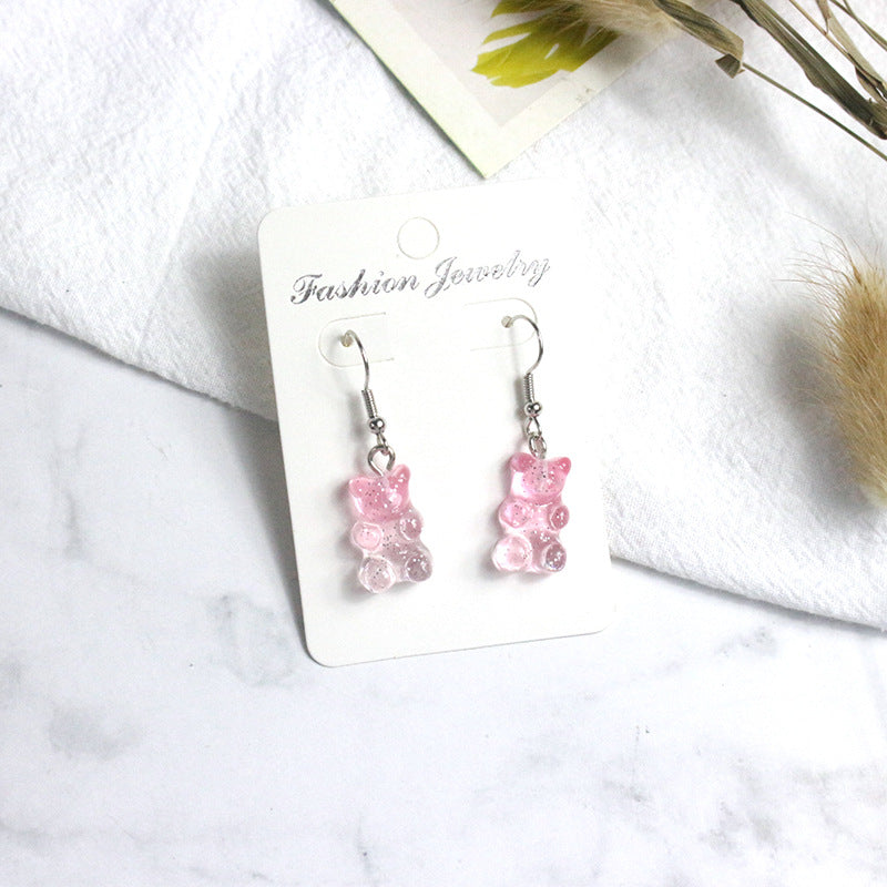 Acrylic Colorful Bear Earrings  (Minimo de Compra 2) MIC-PingH016