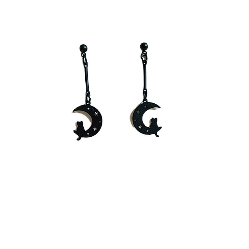 Alloy long tassel moon earrings MIC-AiM012