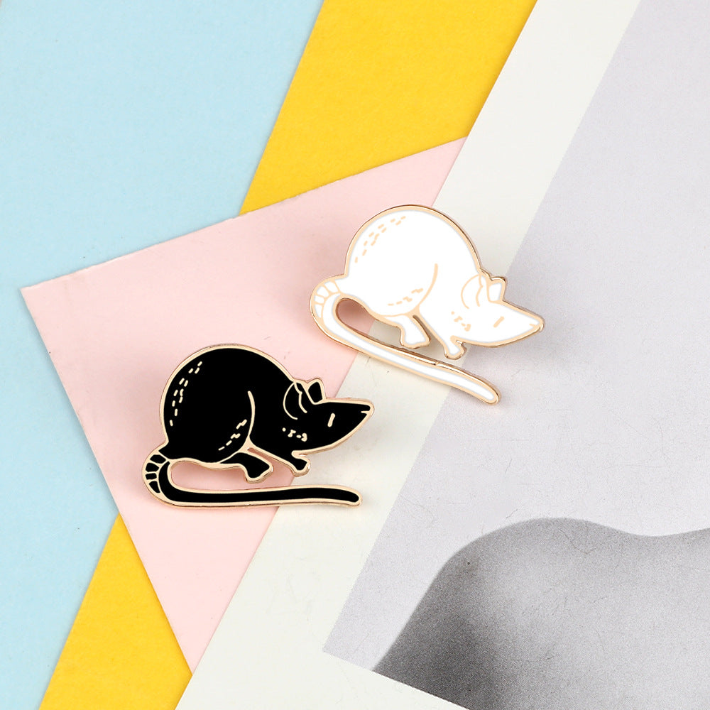 Alloy black and white mouse brooch (Minimo de Compra 4) MIC-XingH007