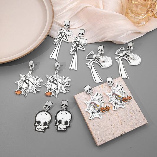 Acrylic Halloween Party Skull Head Earrings MIC-MDD037