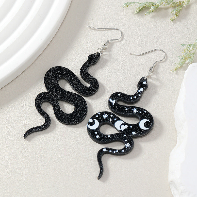 Acrylic Python Star Moon Earrings MIC-KaiQ019