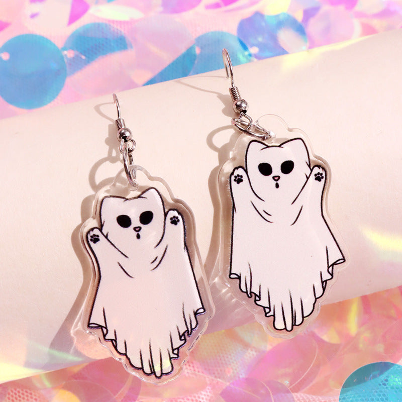 Alloy Pumpkin Cat Ghost Cat Earrings (Minimo de compra 2) MYA-HuanQ004