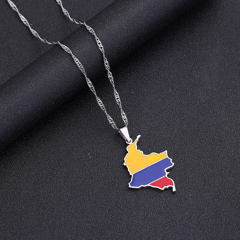 Necklaces Stainless Steel Map Colombia HongZ007