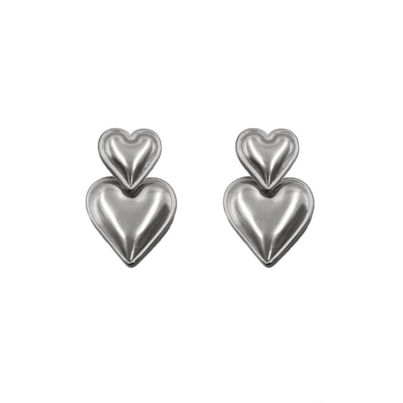 Titanium steel 18K heart-shaped smooth surface minimalist earrings MYA-XuanJ007