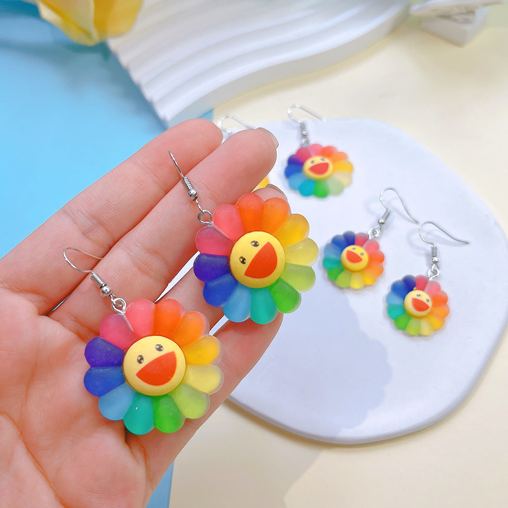 Acrylic New Sunflower Color Earrings PinH012