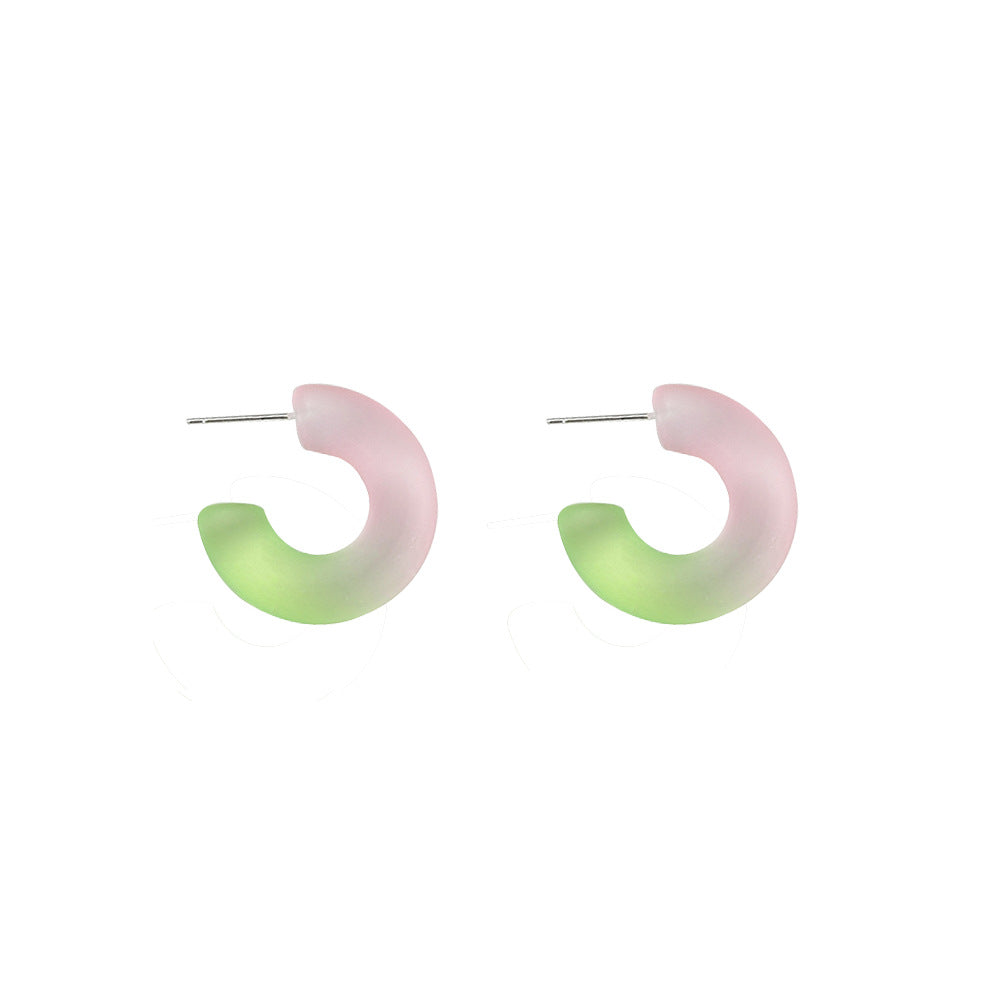 Alloy candy colored frosted C-ring earrings MIC-MDD159