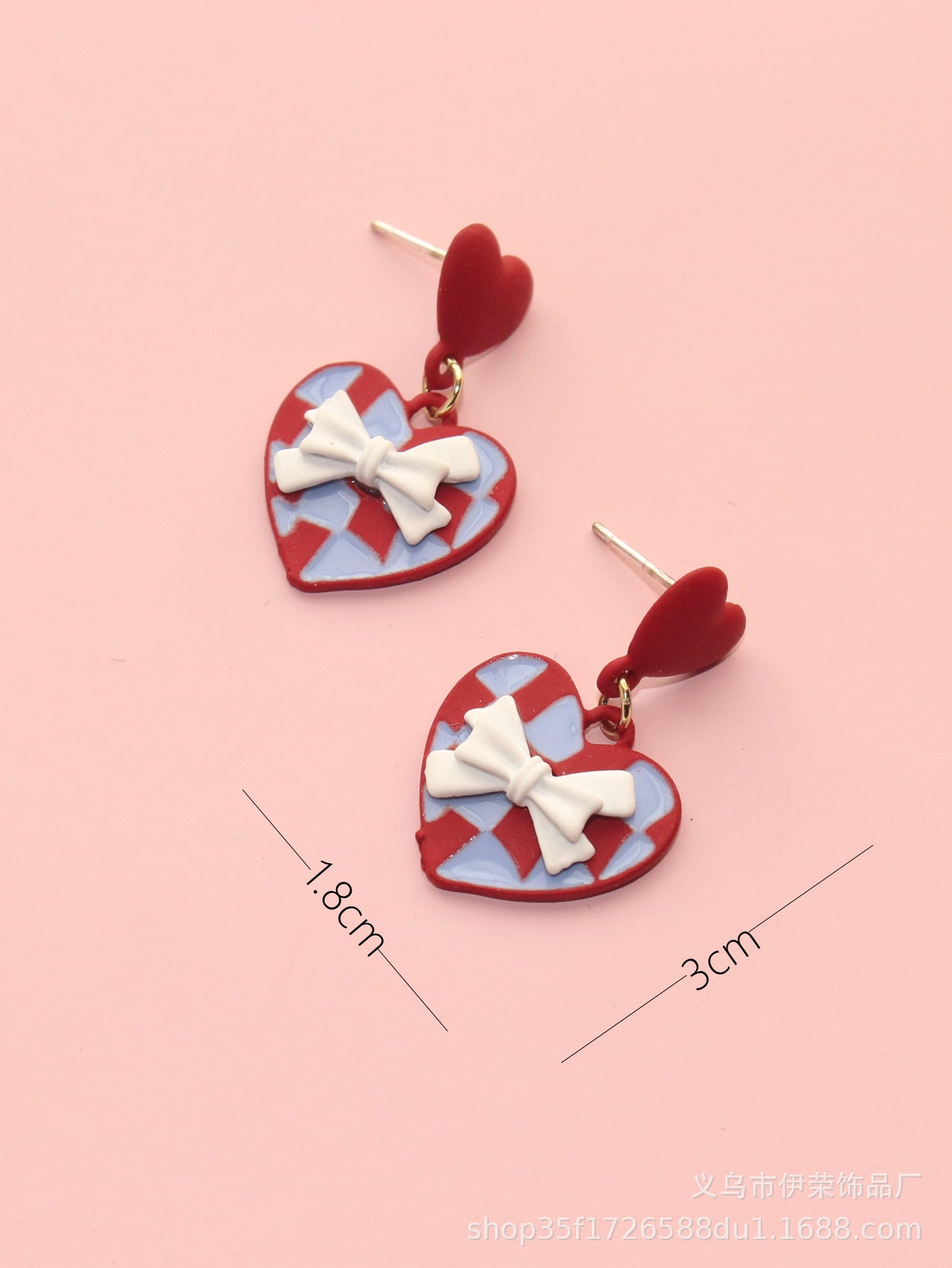 Resin Red Heart Earrings (Minimo de Compra 2) MIC-YiR004